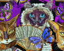 Embroidery with Funny Cats and Butterflies