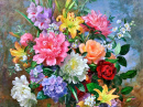 Summer Flowers in a Vase upon a Ledge