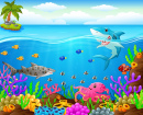 Cartoon Shark  Under the Sea