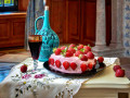 Strawberry Cake and Red Wine