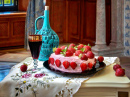 Strawberry Cake and Red Wine