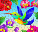 Hummingbird Bird Stained Glass