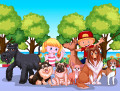 Children Playing with their Dogs in the Park