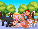 Children Playing with their Dogs in the Park
