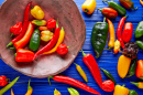 A Colorful Mix of Mexican Hot Chili Peppers