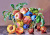Peaches, Plums and Apples in a Glass Bowl