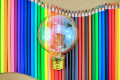 Light Bulb on Colored Pencils