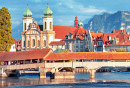 Historic Chapel Bridge in Lucerne, Switzerland