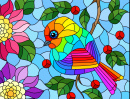 Stained Glass Window with a Bird