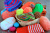 Bright Balls of Yarn for Knitting in a Basket