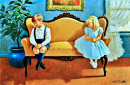 Kids Sitting on a Loveseat