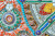 Colorful Wall Design in a Temple, Thailand