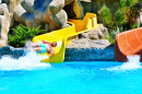 Water Slides at an Aqua Park in Side, Turkey