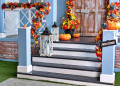 A Cozy Wooden Porch in Halloween Style
