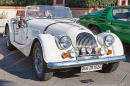 A White Morgan +4 Sports Car in Rome, Italy