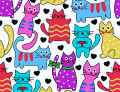 Colorful Cats Seamless Pattern