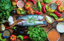 Raw Sea Bass with Vegetables, Grains and Herbs