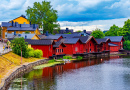 Red Wooden Sheds in the Finnish city of Porvoo
