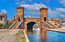 The Trepponti Arch Bridge in Comacchio, Italy