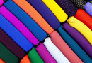 Macro of Stacks of Colorful Fabric