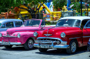 Colorful Classic Cars In Havana, Cuba.  8-22-2018