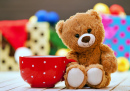 Cute Teddy Bear with a Cup of Coffee