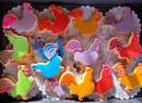 Colorful Decorated Rooster-Shaped Cookies