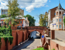Picturesque Red Stone Bridge in Voronezh, Russia
