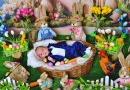 A Cute Baby among Easter Decorations