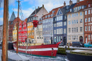 Frozen Canal at Nyhavn Pier, Copenhagen, Denmark