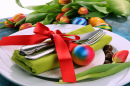 Festive Easter Table Setting with Tulips