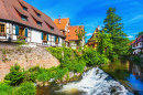 Scenic Weiss River in Kaysersberg, Alsace, France