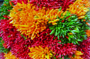 Colorful Bundles of Chili Peppers at the Market