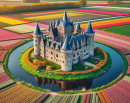 Dutch Castle and Tulip Fields
