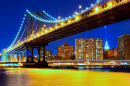 Manhattan Bridge in New York at Night