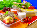 Lunch Boxes with Colorful and Healthy Food