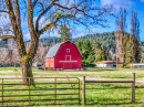 Old Red Barn on a Farm in Oregon, USA
