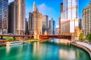 Downtown Chicago at Sunrise, Illinois, USA