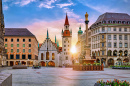 Marienplatz Square at Dawn, Munich, Germany