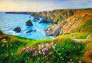 Sunset at Bedruthan Steps, North Cornwall, UK