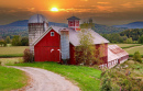 Red Barn with a Silo, Waterville, VT, USA