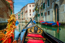 Ornate Gondola in a peaceful Canal, Venice, Italy