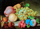 Still Life with Fruits and a Rose on a Stone Ledge