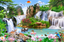 Beautiful Landscape with Waterfalls