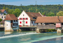 Medieval Covered Bridge in Bremgarten, Switzerland
