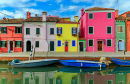 Picturesque Canal and Bright Houses in Burano