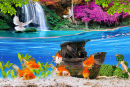 Beautiful Collage with Goldfish