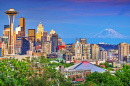 View of Downtown Seattle at Dusk, WA, USA
