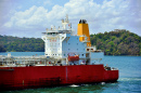 Gas Tanker Passing through the Panama Canal