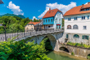 Capuchin Bridge in Skofja Loka, Slovenia